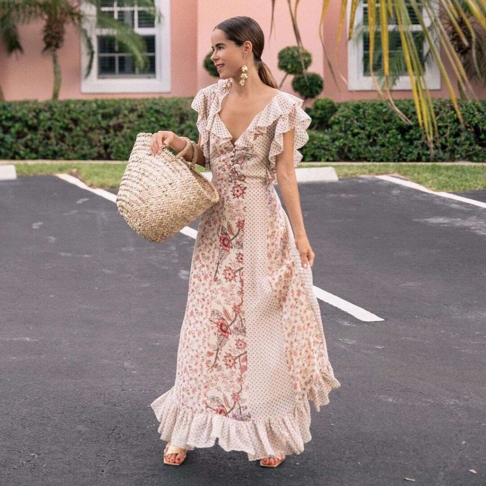 BCBG Maxazria Print Ruffle Dress